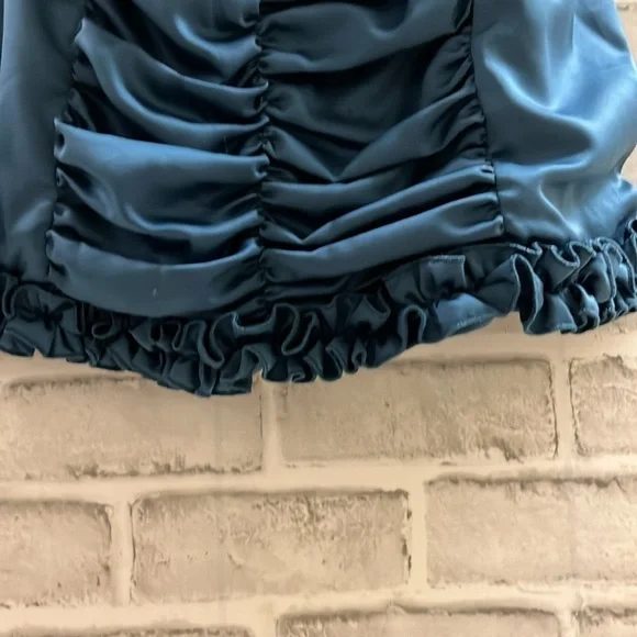 Kopa women’s frilly blue shoulder strap dress size small, frilly hem at base - Picture 3 of 4